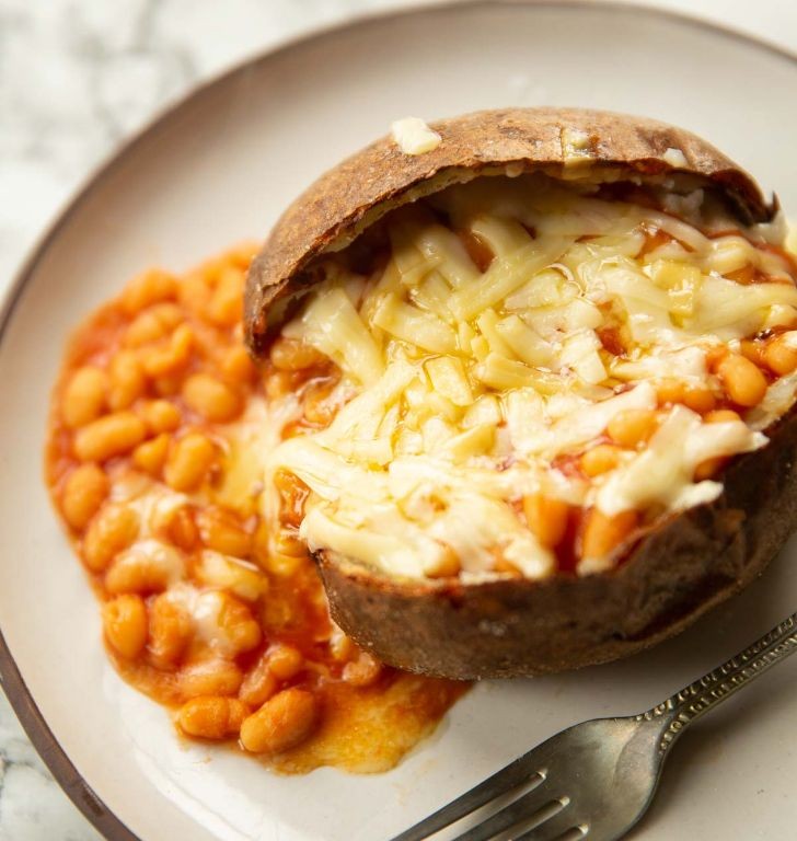 Baked Potato with Cheese and Beans