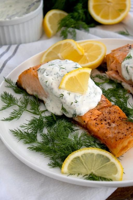 Baked Salmon with Lemon-Dill Sauce