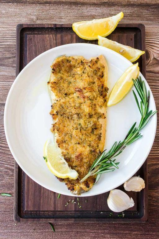 Baked Sea Trout with Garlic and Rosemary