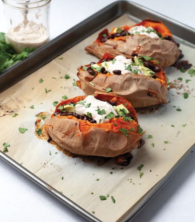 Baked Sweet Potato with Black Beans and Greek Yogurt