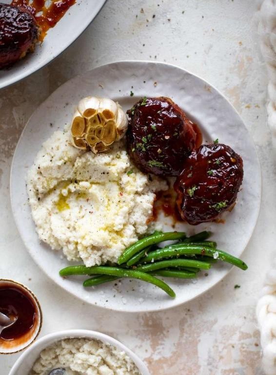 Baked Turkey Meatloaf with Mashed Cauliflower