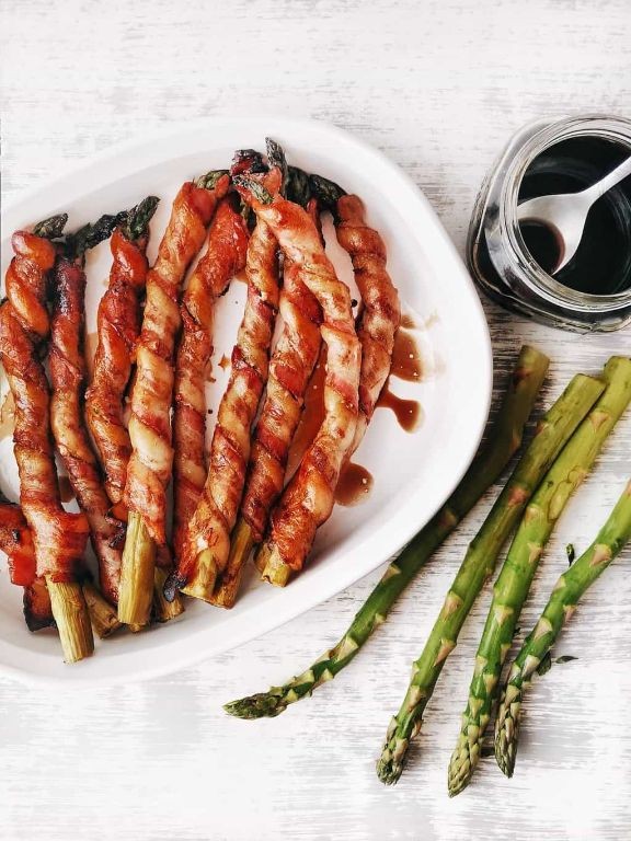 Balsamic Glazed Bacon Wrapped Asparagus
