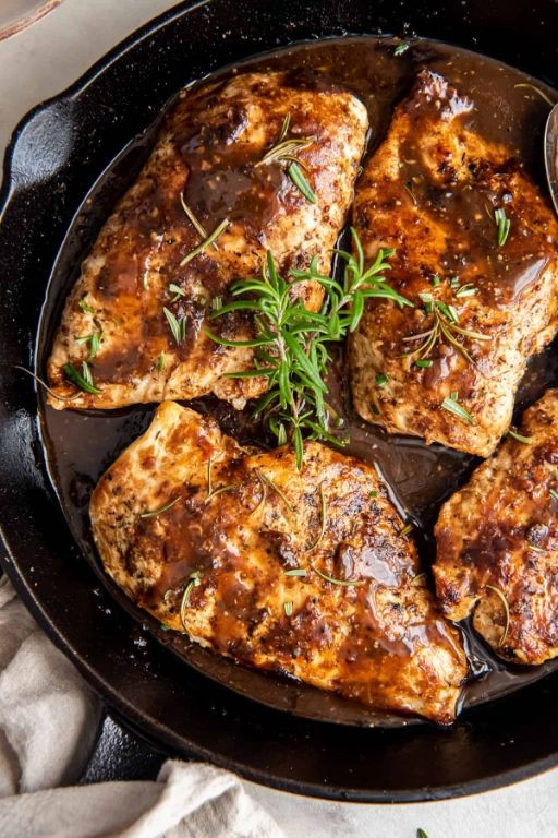 Balsamic Glazed Baked Chicken Breast with Rosemary Sauce