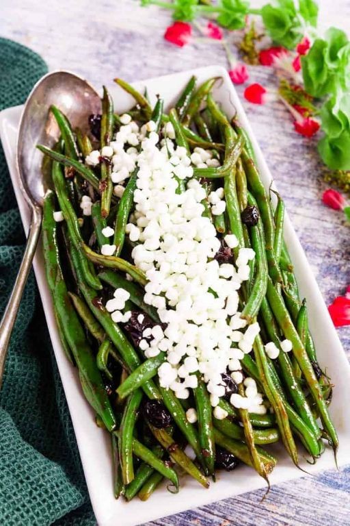 Balsamic Glazed Green Beans with Goat Cheese