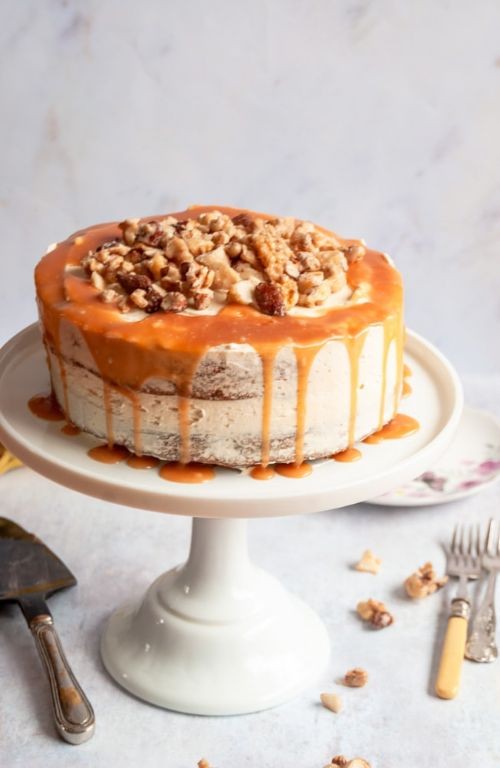 Banana Nut Hoe Cakes with Caramel Drizzle