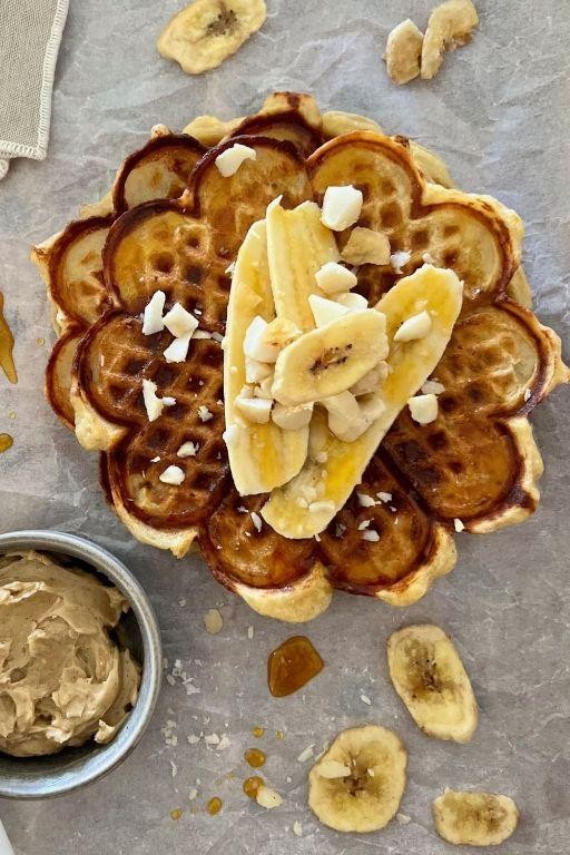 Banana Nut Sweet Sourdough Waffles