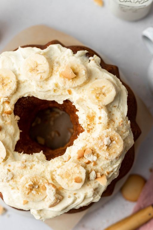 Banana Pudding Bundt Cake with Custard Filling