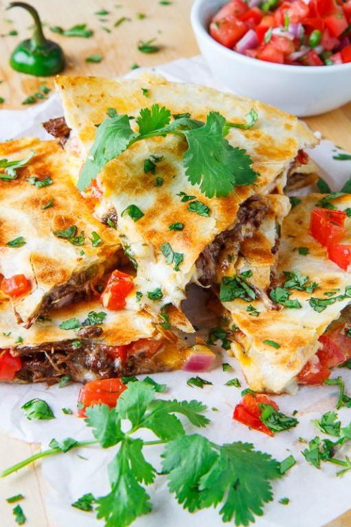 Barbacoa Quesadillas with Avocado Crema