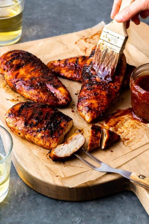 Barbecue Baked Chicken Breast with Smoky Bourbon Sauce