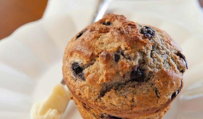 Barley Breakfast Muffins with Blueberries