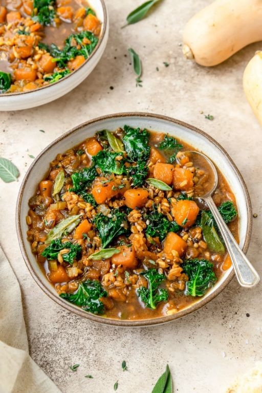 Barley Soup with Butternut Squash and Sage