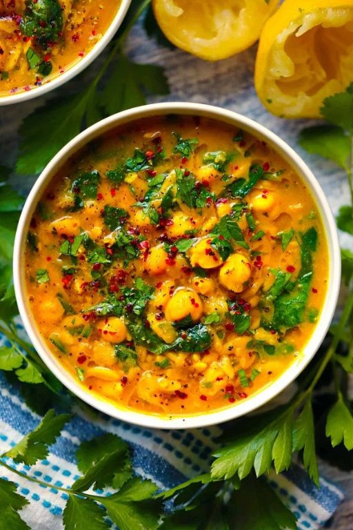 Barley Soup with Chickpeas and Turmeric