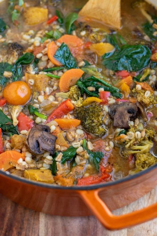 Barley Soup with Roasted Garlic and Parmesan