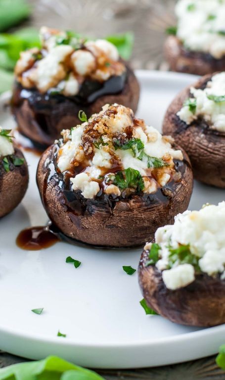 Basil and Goat Cheese Stuffed Mushrooms