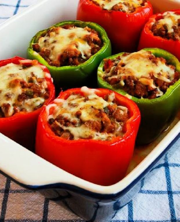 Beef Sausage and Cheese Stuffed Peppers
