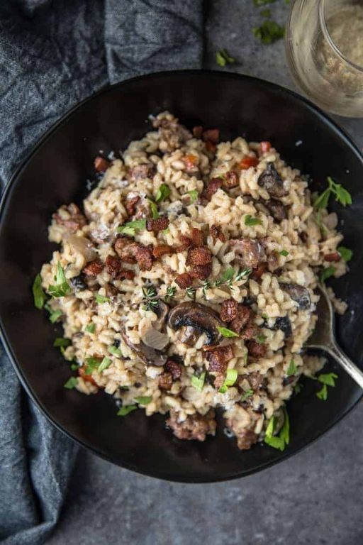 Beef Sausage and Mushroom Risotto