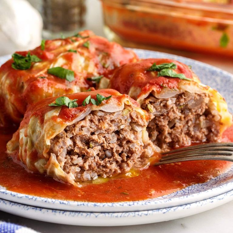 Beef Sausage and Rice Stuffed Cabbage Rolls