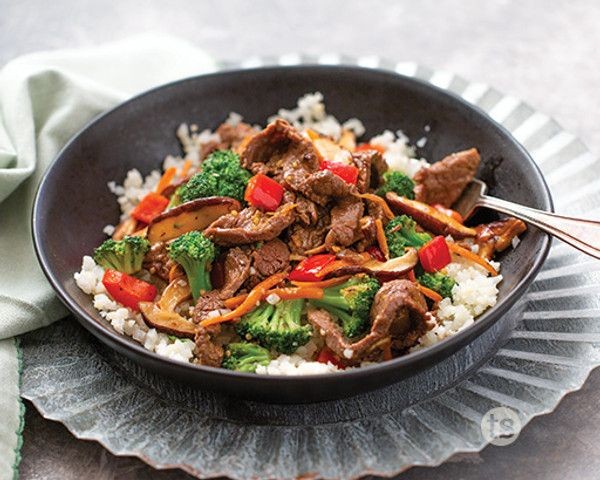 Beef and Mushroom Stir-Fry with Cauliflower Rice