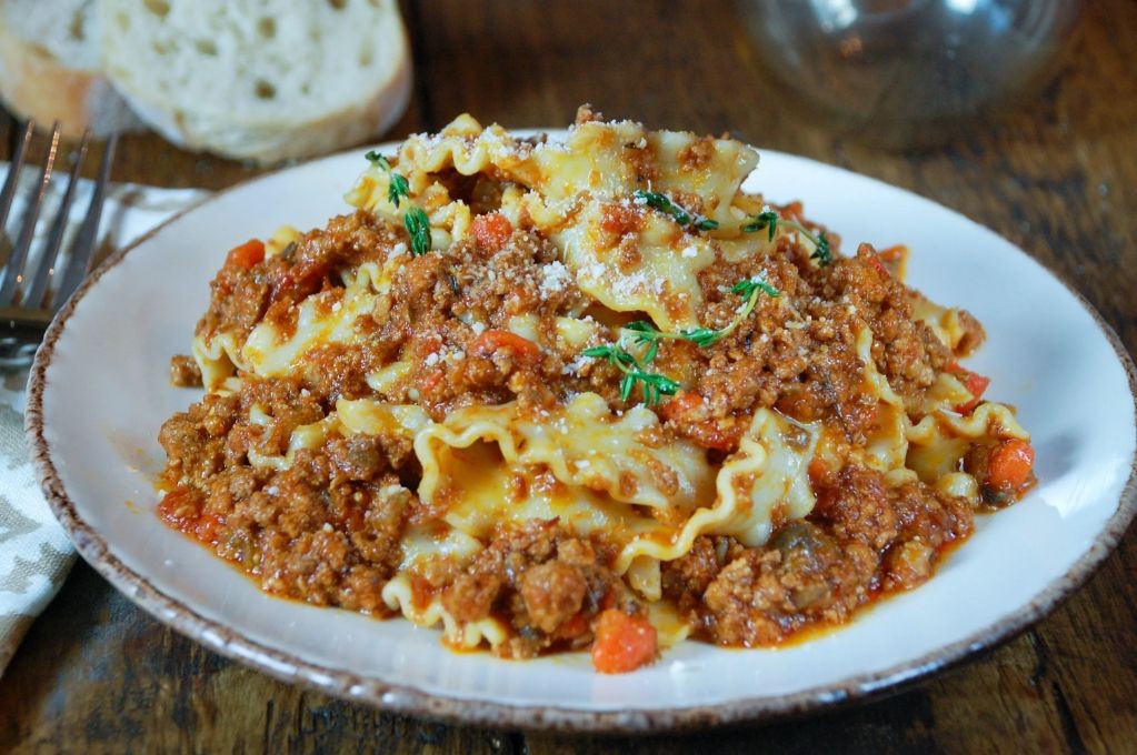 Beef and Pork Bolognese over Spaghetti