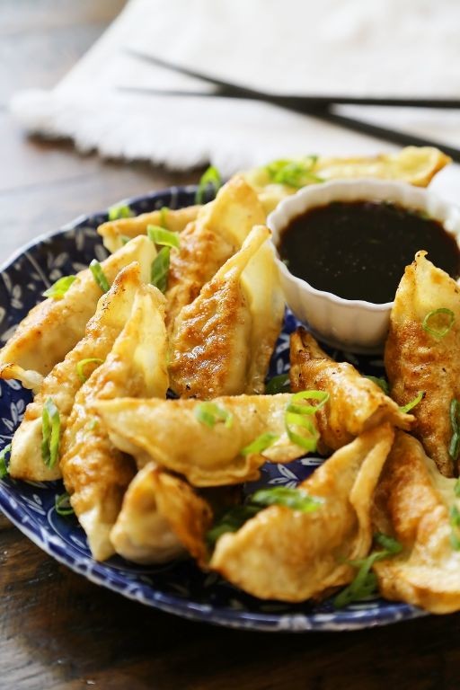 Beef and Pork Dumplings with Ginger-Soy Dip