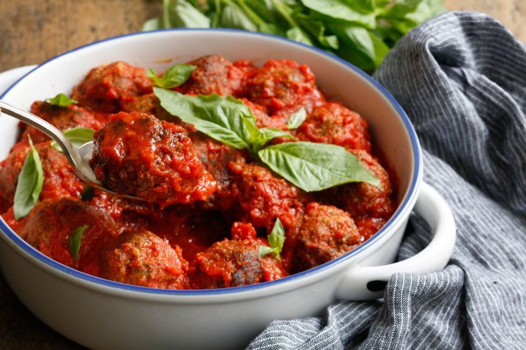Beef and Pork Meatballs in Marinara Sauce
