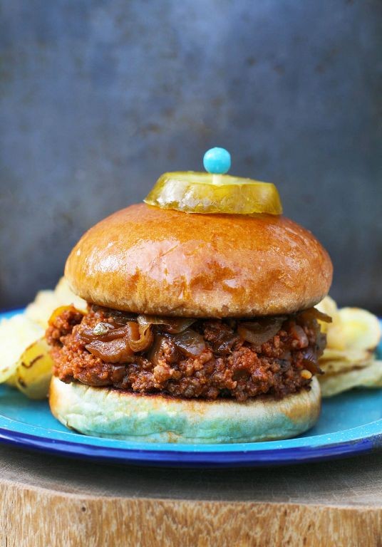Beef and Pork Sloppy Joes with Caramelized Onions