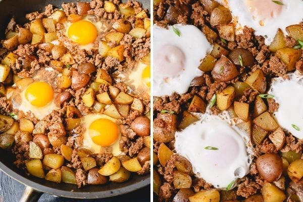 Beef and Potato Hash with Fried Eggs