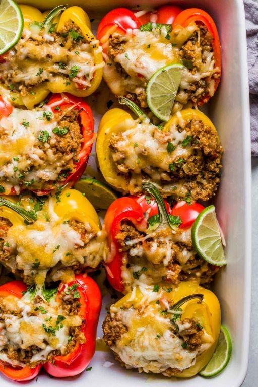 Beef and Quinoa Stuffed Bell Peppers