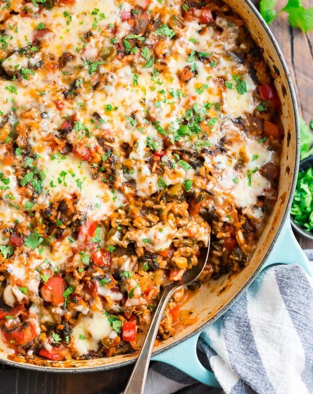 Beef and Quinoa Stuffed Pepper Casserole