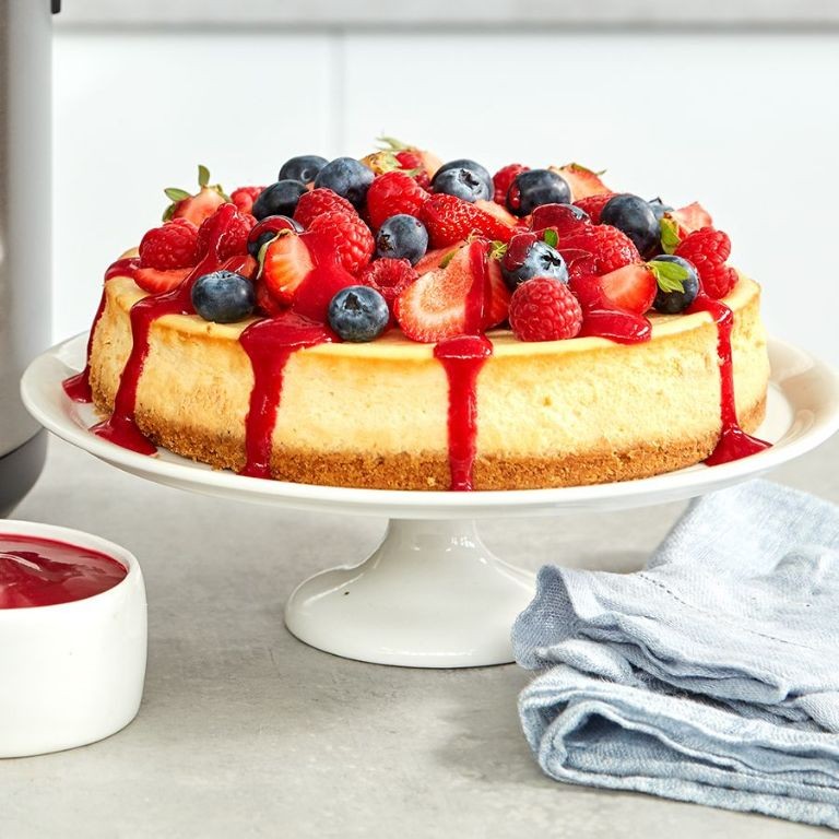 Birthday Cheesecake with Berry Compote