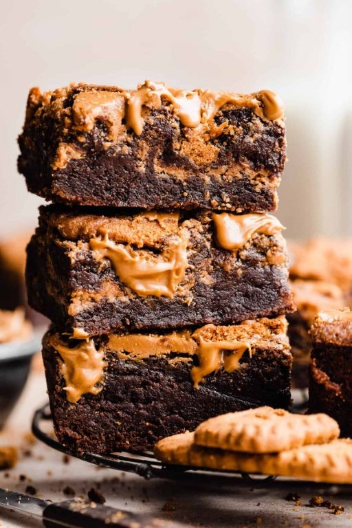 Biscoff Cookie Stuffed Brownies