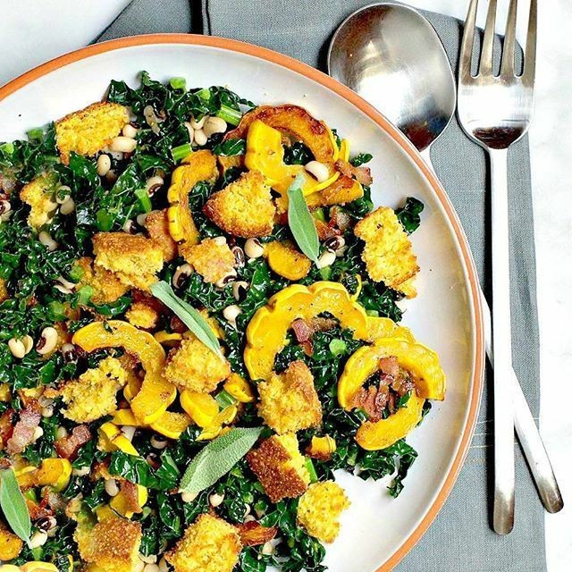 Black Eyed Pea and Delicata Squash Casserole with Sage
