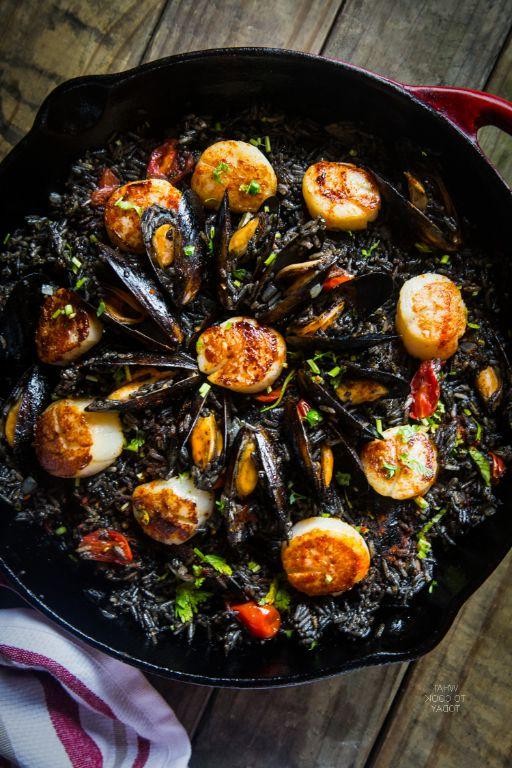 Black Rice Paella with Seafood