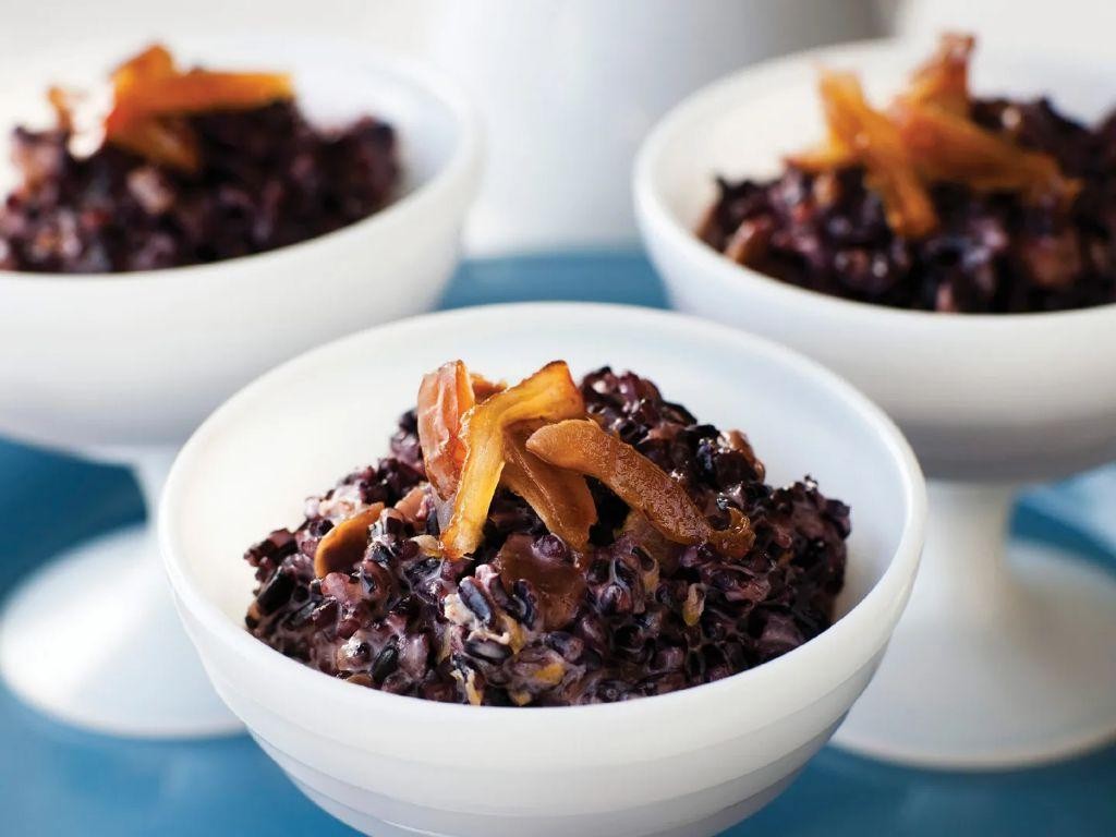 Black Rice Pudding with Cardamom and Rose Water