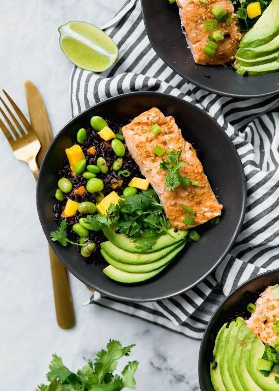 Black Rice and Grilled Salmon Bowl