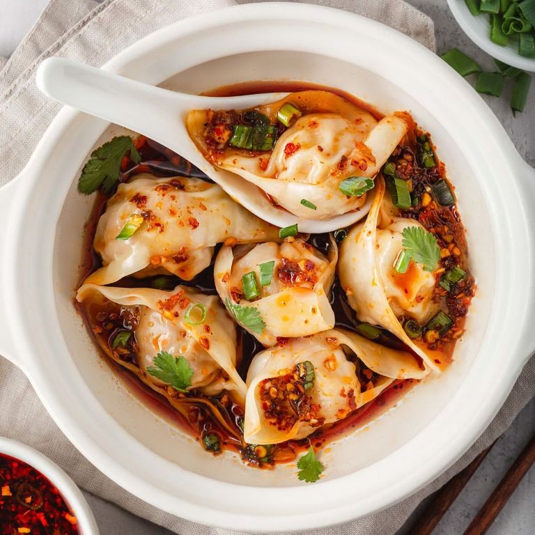 Black Vinegar and Chili Oil Dumplings