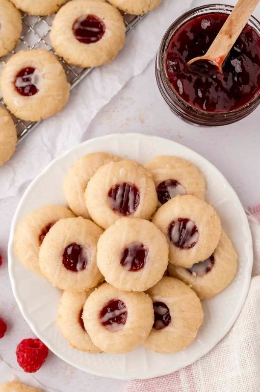 Black and White Raspberry Thumbprint Cookies