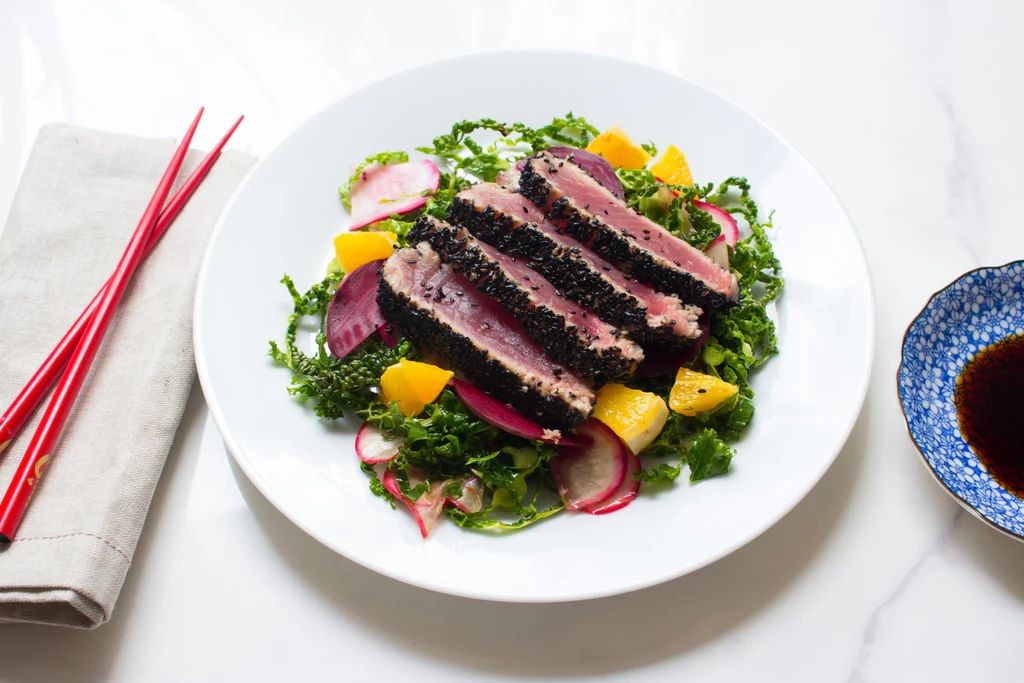 Black and White Sesame Tuna Steak with Citrus Dressing