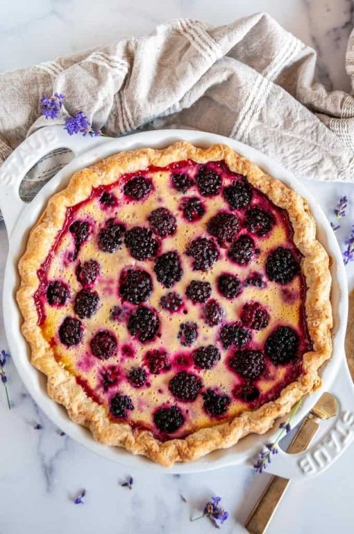 Blackberry and Lavender Custard Pie