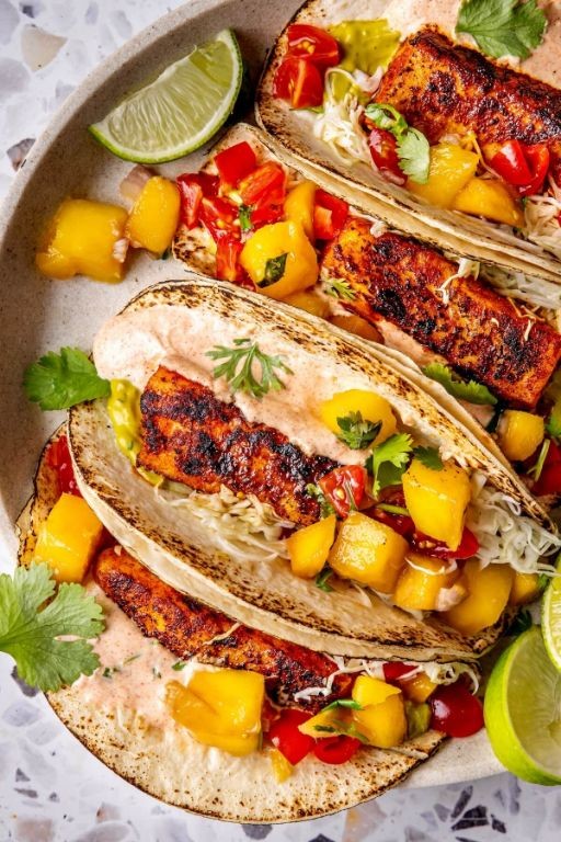 Blackened Wahoo Tacos with Mango Salsa