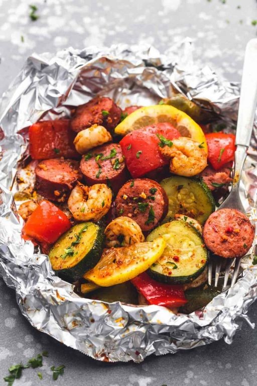 Blackstone Shrimp and Sausage Foil Packets
