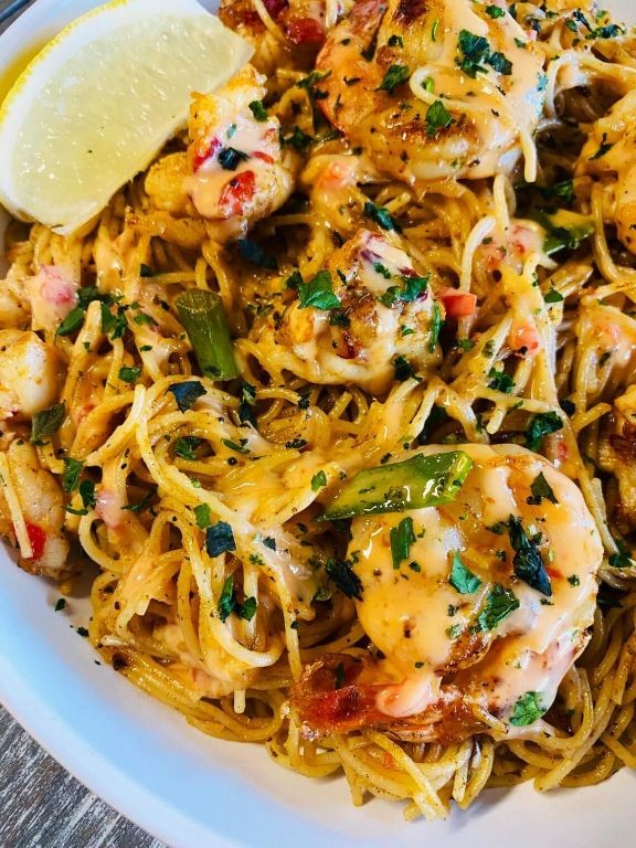 Blackstone Shrimp with Garlic Noodles