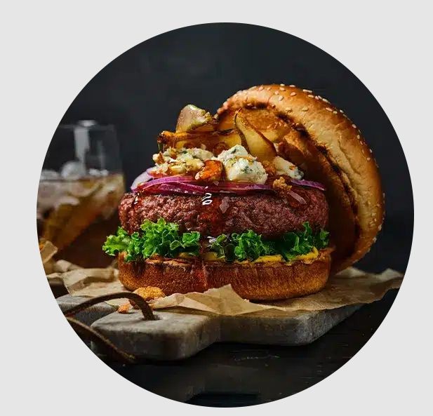 Blue Cheese and Caramelized Pear Burger