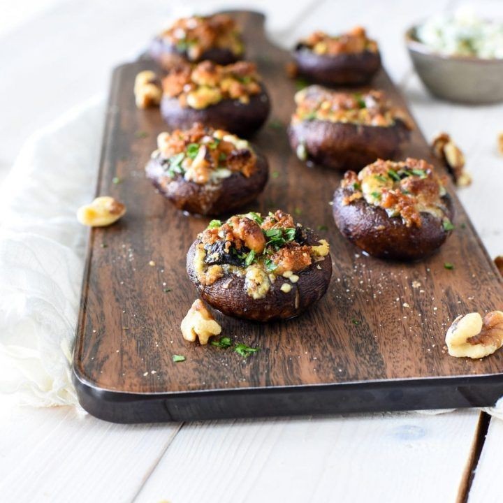 Blue Cheese and Walnut Stuffed Mushrooms