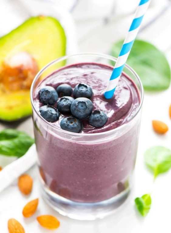 Blueberry Avocado Almond Milk Smoothie