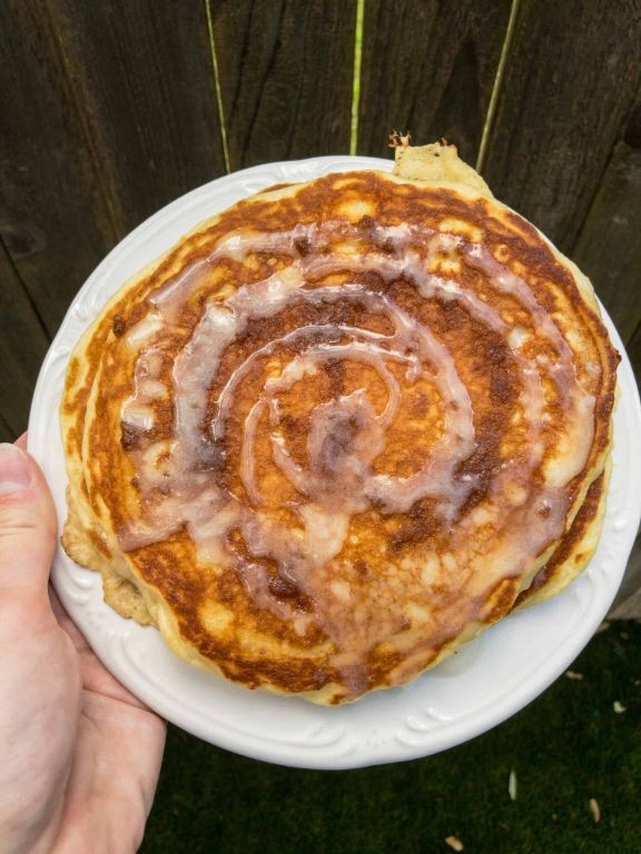 Blueberry Cinnamon Roll Pancakes