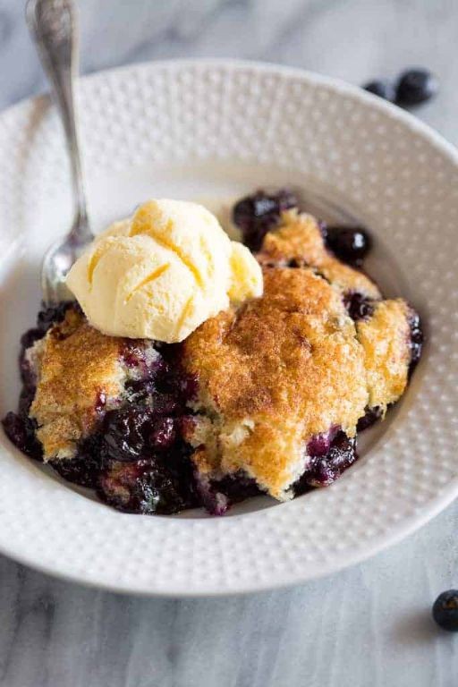 Blueberry Cobbler with Vanilla Ice Cream