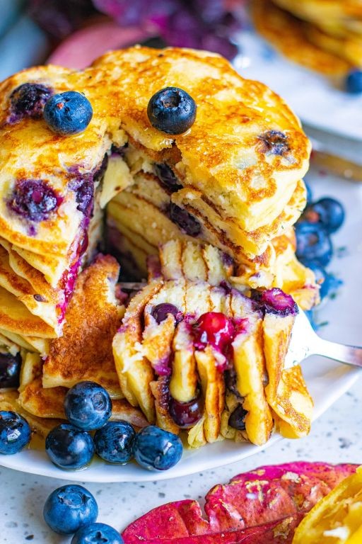 Blueberry Cream Cheese Pancakes