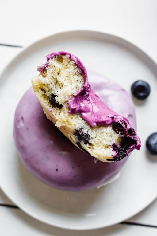 Blueberry Donuts with Glaze Drizzle