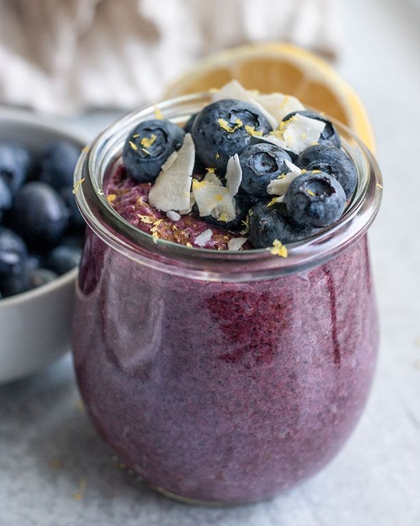Blueberry Frozen Fruit Chia Pudding